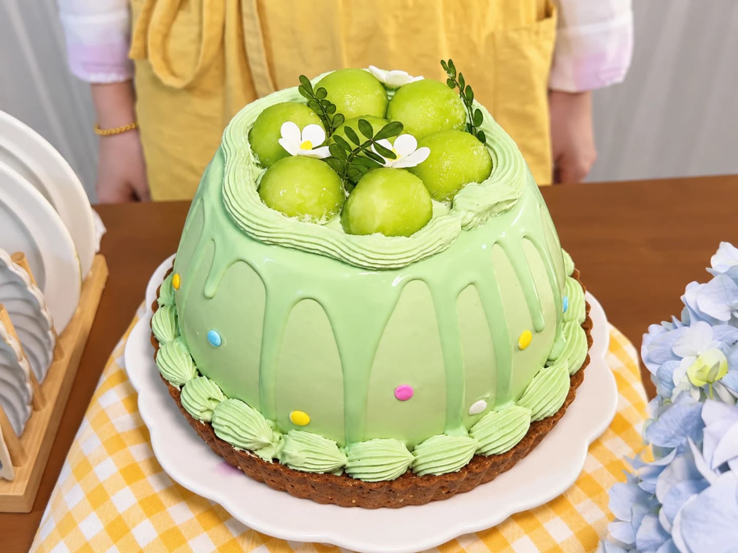 Bánh tart dưa lưới lá dứa dừa