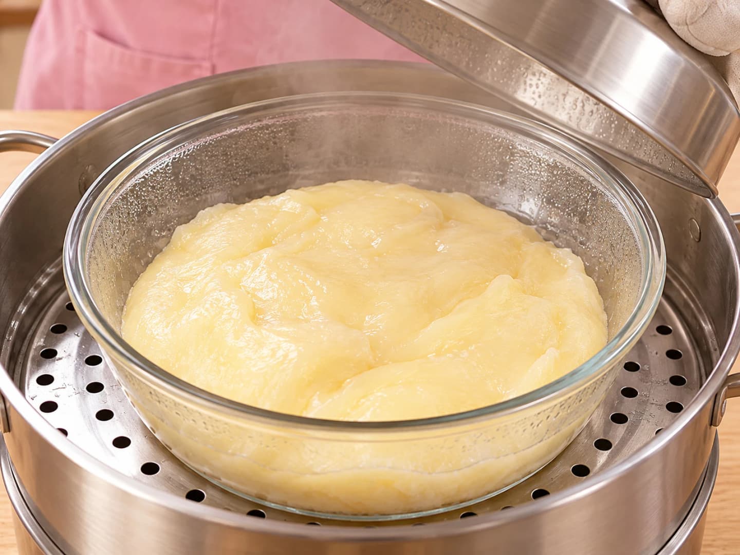 Mix and steam the mochi dough