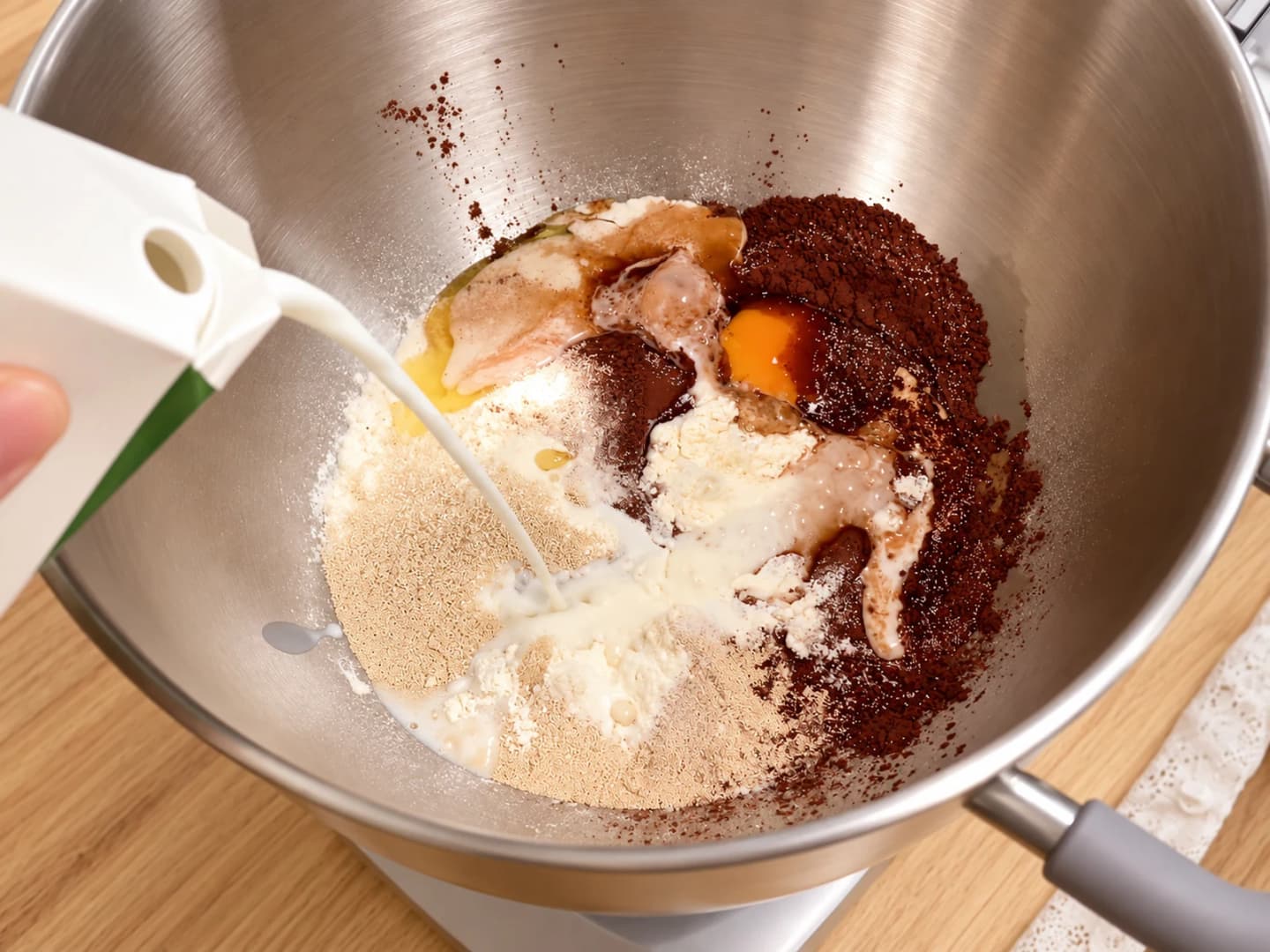 Mix the cocoa bread dough